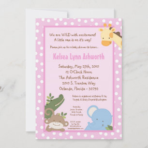 5x7 Safari Oerwoud ZooAnimal Baby shower Uitnodigi Kaart
