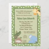 5x7 Safari Oerwoud ZooAnimal Baby shower Uitnodigi Kaart (Voorkant / Achterkant)