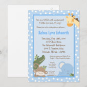 5x7 Safari Oerwoud ZooAnimal Baby shower Uitnodigi Kaart (Voorkant / Achterkant)