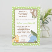 5x7 Safari Oerwoud ZooAnimal Baby shower Uitnodigi Kaart (Staand voorkant)