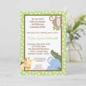 5x7 Safari Oerwoud ZooAnimal Birthday Uitnodiging (Staand voorkant)