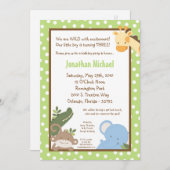 5x7 Safari Oerwoud ZooAnimal Birthday Uitnodiging (Voorkant / Achterkant)