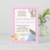 5x7 Safari Oerwoud ZooAnimal Birthday Uitnodiging (Staand voorkant)