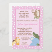 5x7 Safari Oerwoud ZooAnimal Verjaardagsuitnodigin Kaart (Voorkant / Achterkant)