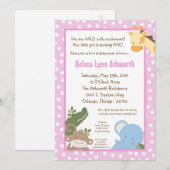 5x7 Safari Oerwoud ZooAnimal Verjaardagsuitnodigin Kaart (Voorkant / Achterkant)