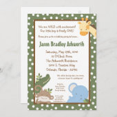 5x7 Safari Oerwoud ZooAnimal Verjaardagsuitnodigin Kaart (Voorkant / Achterkant)