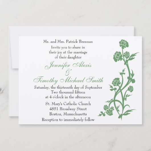 5x7 Sage Green Floral Weddenschap Kaart (Voorkant)