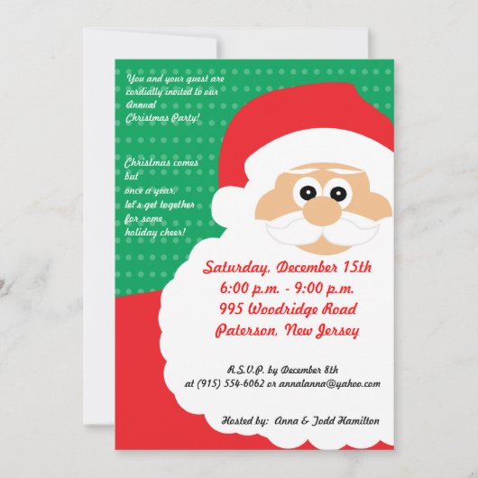 5x7 Santas Beard Chirstmas Uitnodiging (Voorkant)