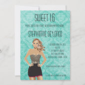 5x7 Sassy Blonde Girl Sweet 16 Verjaardag Uitnodig Kaart (Voorkant)