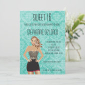 5x7 Sassy Blonde Girl Sweet 16 Verjaardag Uitnodig Kaart (Staand voorkant)