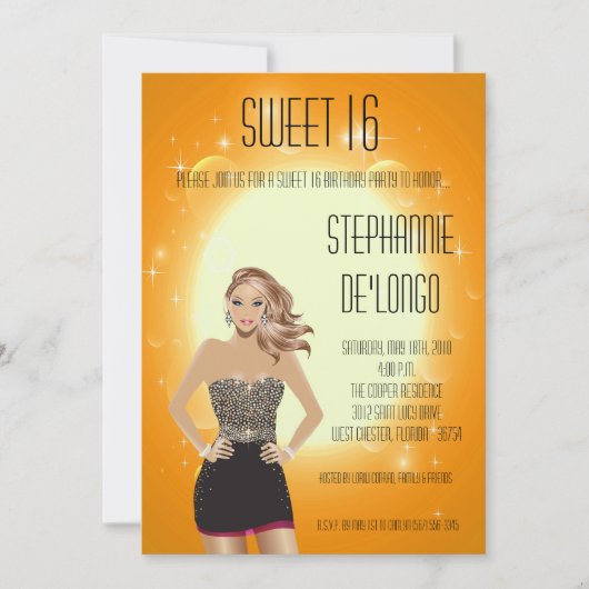 5x7 Sassy Blonde Girl Sweet 16 Verjaardag Uitnodig Kaart (Voorkant)