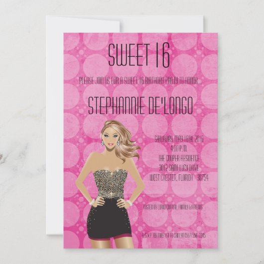 5x7 Sassy Blonde Girl Sweet 16 Verjaardag Uitnodig Kaart (Voorkant)