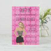 5x7 Sassy Blonde Girl Sweet 16 Verjaardag Uitnodig Kaart (Staand voorkant)