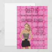 5x7 Sassy Blonde Girl Sweet 16 Verjaardag Uitnodig Kaart (Voorkant / Achterkant)
