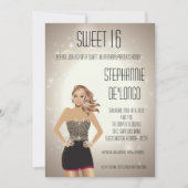 5x7 Sassy Blonde Girl Sweet 16 Verjaardag Uitnodig Kaart (Voorkant)