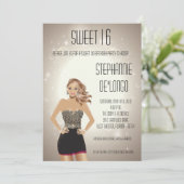 5x7 Sassy Blonde Girl Sweet 16 Verjaardag Uitnodig Kaart (Staand voorkant)
