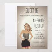 5x7 Sassy Blonde Girl Sweet 16 Verjaardag Uitnodig Kaart (Voorkant / Achterkant)