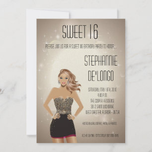 5x7 Sassy Blonde Girl Sweet 16 Verjaardag Uitnodig Kaart