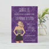 5x7 Sassy Blonde Girl Sweet 16 Verjaardag Uitnodig Kaart (Staand voorkant)