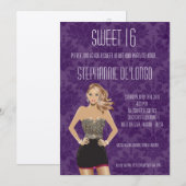5x7 Sassy Blonde Girl Sweet 16 Verjaardag Uitnodig Kaart (Voorkant / Achterkant)