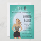 5x7 Sassy Blonde Girl Sweet 16 Verjaardag Uitnodig Kaart (Voorkant)