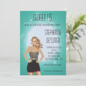 5x7 Sassy Blonde Girl Sweet 16 Verjaardag Uitnodig Kaart (Staand voorkant)