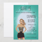 5x7 Sassy Blonde Girl Sweet 16 Verjaardag Uitnodig Kaart (Voorkant / Achterkant)