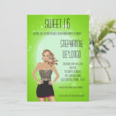 5x7 Sassy Blonde Girl Sweet 16 Verjaardag Uitnodig Kaart (Staand voorkant)