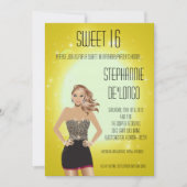 5x7 Sassy Blonde Girl Sweet 16 Verjaardag Uitnodig Kaart (Voorkant)