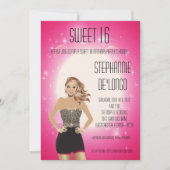 5x7 Sassy Blonde Girl Sweet 16 Verjaardag Uitnodig Kaart (Voorkant)
