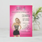 5x7 Sassy Blonde Girl Sweet 16 Verjaardag Uitnodig Kaart (Staand voorkant)