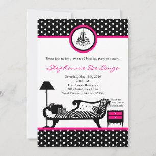 5x7 Sassy Furniture Sweet 16 Birthday Invitation Kaart