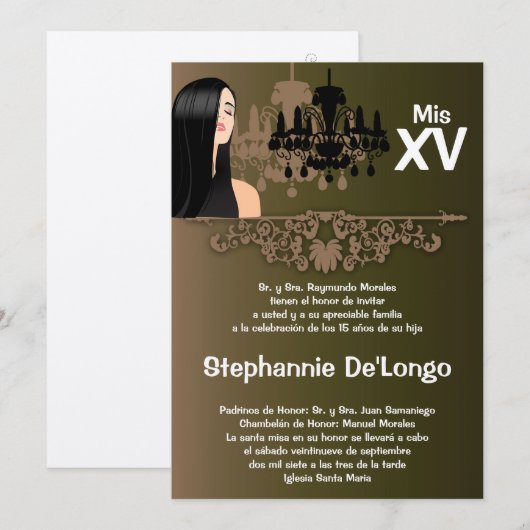 5x7 Sassy Girl Quinceanera Verjaardag Uitnodiging (Voorkant / Achterkant)