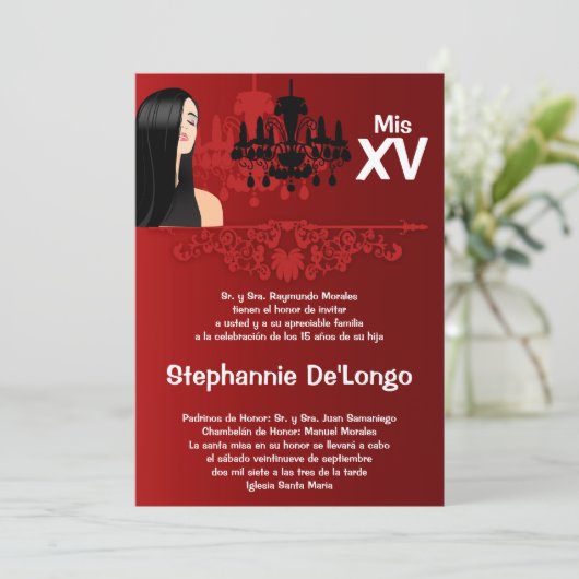 5x7 Sassy Girl Quinceanera Verjaardag Uitnodiging (Staand voorkant)