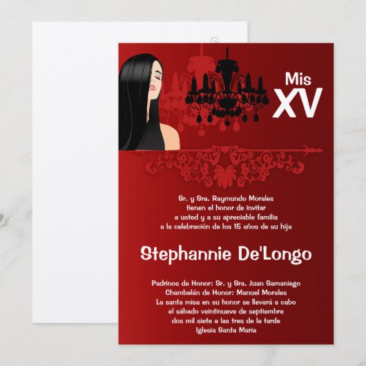 5x7 Sassy Girl Quinceanera Verjaardag Uitnodiging (Voorkant / Achterkant)