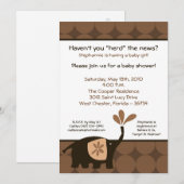 5x7 Schattige bruin olifant Baby shower uitnodigin Kaart (Voorkant / Achterkant)