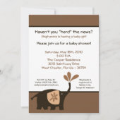 5x7 Schattige bruin olifant Baby shower uitnodigin Kaart (Voorkant)