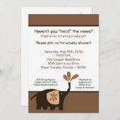 5x7 Schattige bruin olifant Baby shower uitnodigin Kaart (Voorkant / Achterkant)
