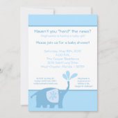 5x7 Schattigee Blue Elephant Baby shower Uitnodigi Kaart (Voorkant)