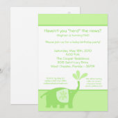 5x7 Schattigee groene olifant verjaardagsfeestje u Kaart (Voorkant / Achterkant)