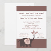 5x7 Schattigee Paarse Olifant Baby shower Uitnodig Kaart (Voorkant / Achterkant)