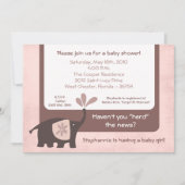 5x7 Schattigee Paarse Olifant Baby shower Uitnodig Kaart (Voorkant)