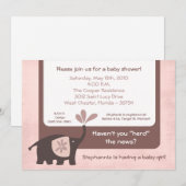 5x7 Schattigee Paarse Olifant Baby shower Uitnodig Kaart (Voorkant / Achterkant)