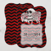 5x7 schedel Roos Gotische Chevron r Trouw Uitnodig Kaart (Voorkant / Achterkant)