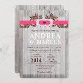 5x7 schuur hout diamant lint bruiloft uitnodiging (Voorkant / Achterkant)