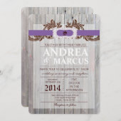 5x7 schuur hout diamant lint bruiloft uitnodiging (Voorkant / Achterkant)