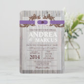 5x7 schuur hout diamant lint bruiloft uitnodiging (Staand voorkant)