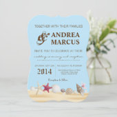 5x7 Sea Shells Beach Sand Tropi Huwelijksuitnodigi Kaart (Staand voorkant)