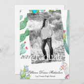 5x7 Senior aankondiging Boho Llama Bohemian Cacti (Voorkant / Achterkant)