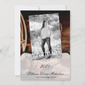 5x7 Senior Aankondiging Cowboy laarzen Schuur Hout (Voorkant)